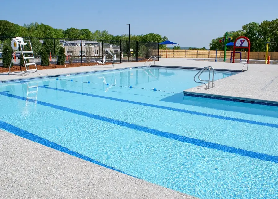 Pool with a blue edge, ideal for Teen and Adult Swim Lessons in Central Massachusetts